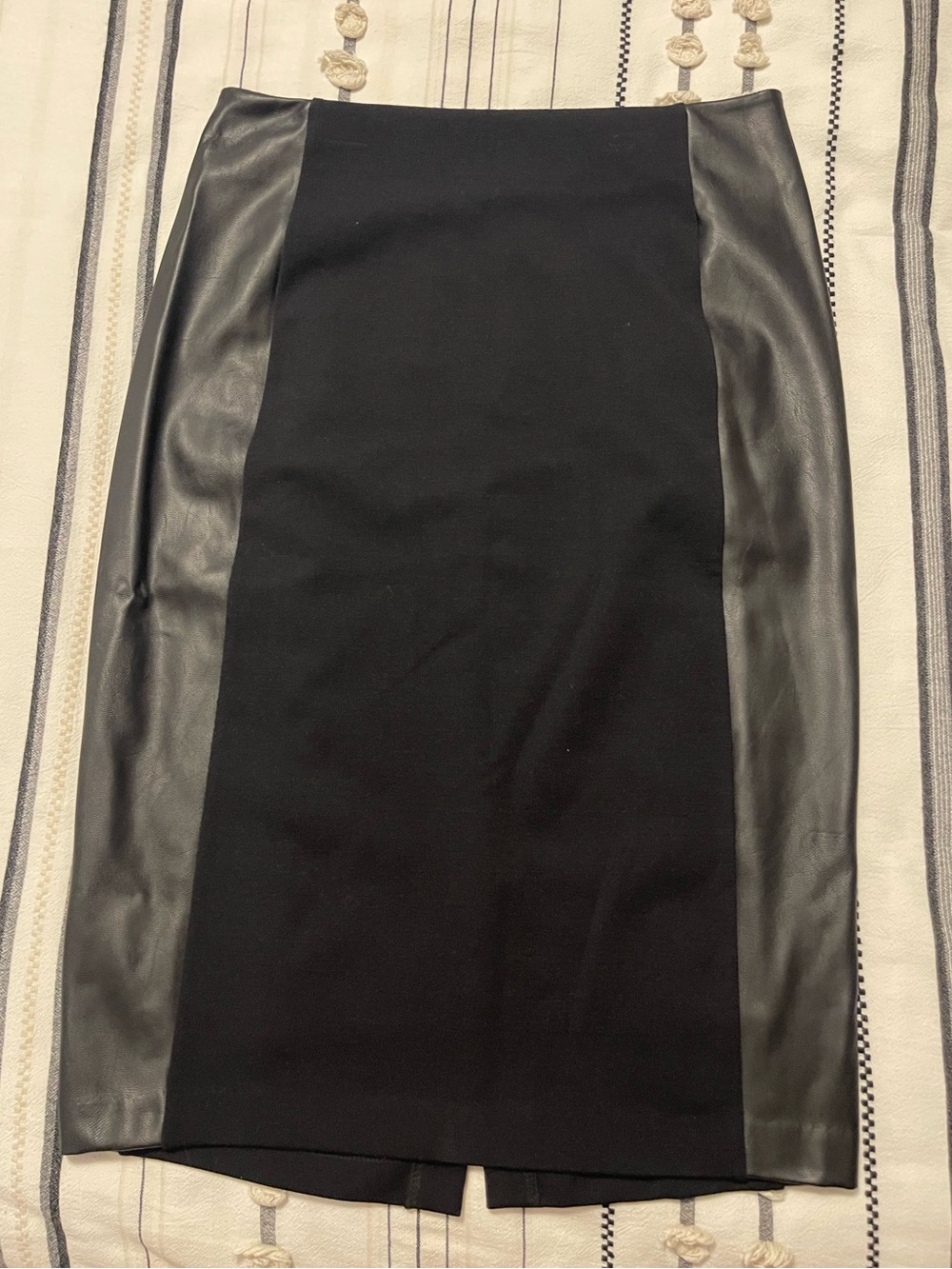 Michael Kors Black Pencil Skirt with Faux Leather Side Panels